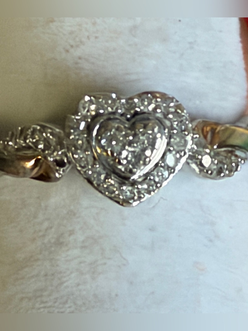 Sterling Silver heart Halo Diamond Accent Ring size 5